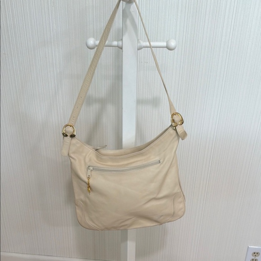 Vintage Brio! 80s/90s Cream Leather Shoulder Bag